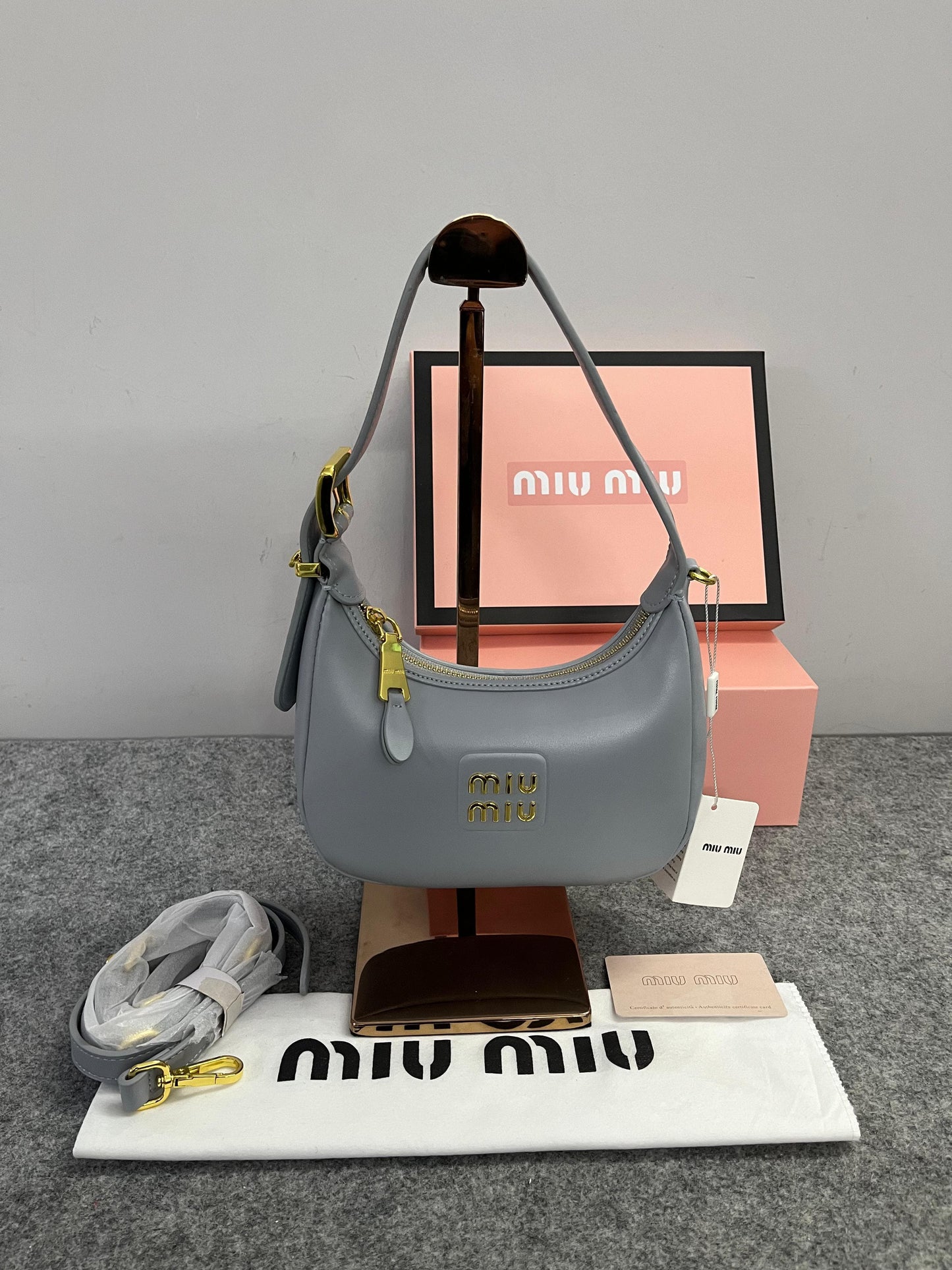 Miu Miu Leather Hobo armpit Bag With OG Box & Dust Bag