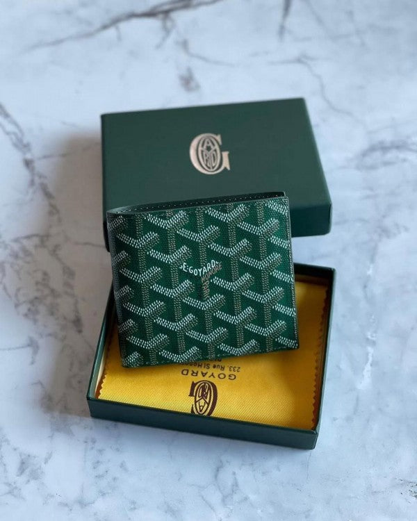 Goyard Gy Saint-Florentin Leather Green Wallet With OG Box & Dust Bag