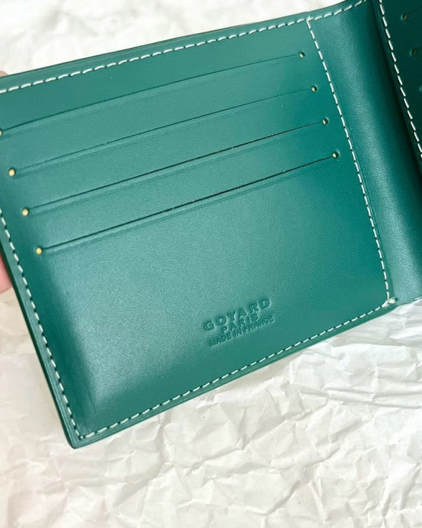 Goyard Gy Saint-Florentin Leather Green Wallet With OG Box & Dust Bag
