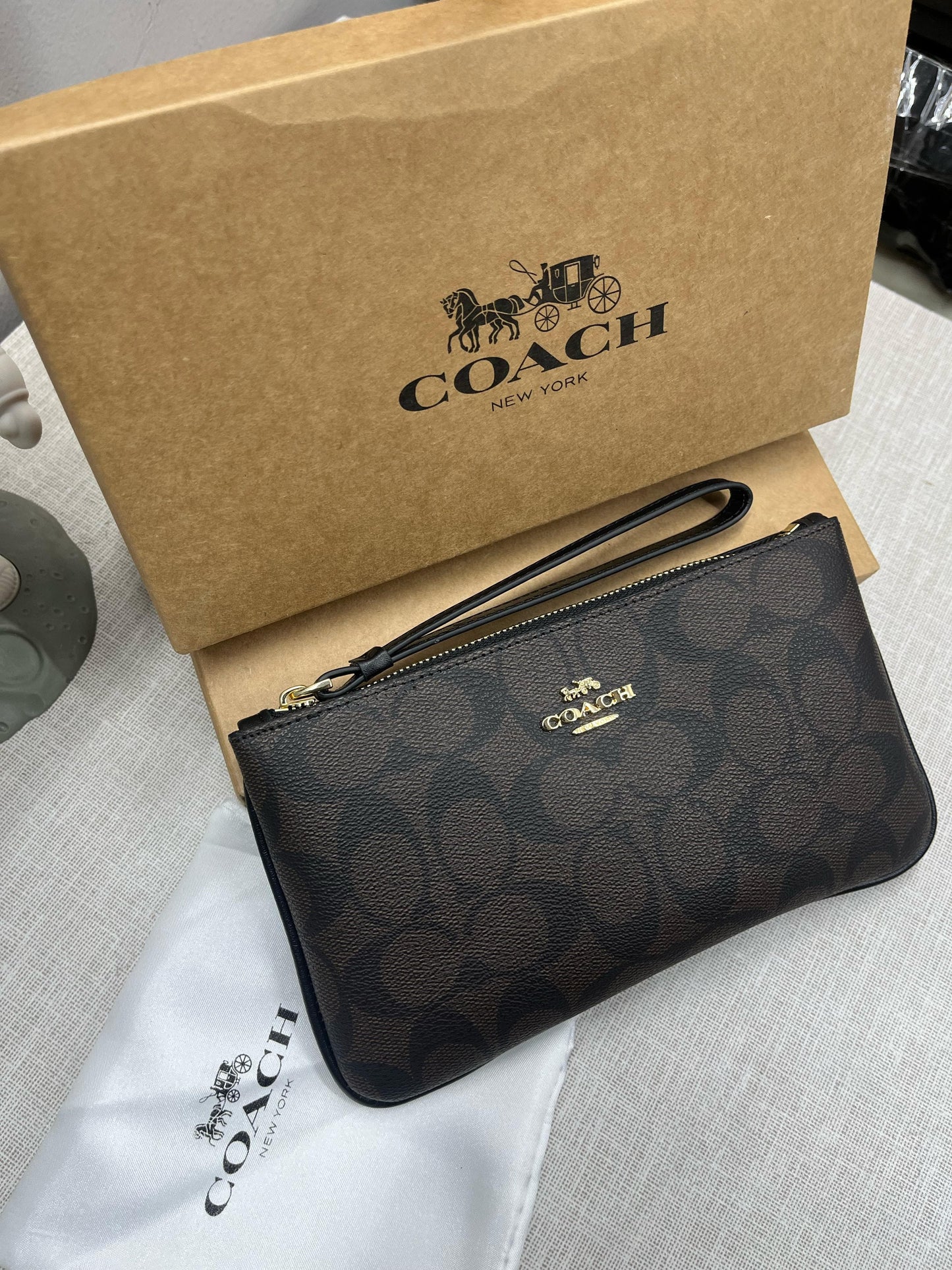 Coach Corner Zip Wristlet